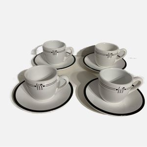 Emeril W. C. Designs Earthenware Utensils Espresso with Saucers ☕️ Set of Four